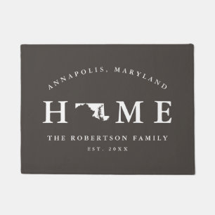 Felpudo Gris y estado blanco de Maryland Map Mat, Doormat