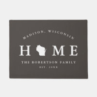 Gris y estado blanco de Wisconsin Map Mat,