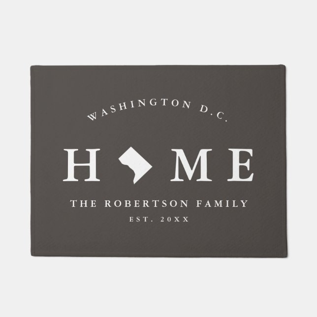 Felpudo Gris y White Washington D.C. Map Mat, Doormat (Anverso)