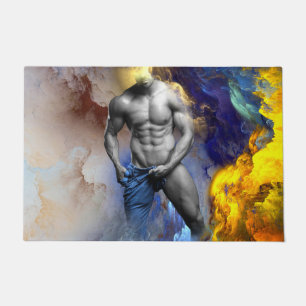 Felpudo Grito de la figura muscular masculina en escala de
