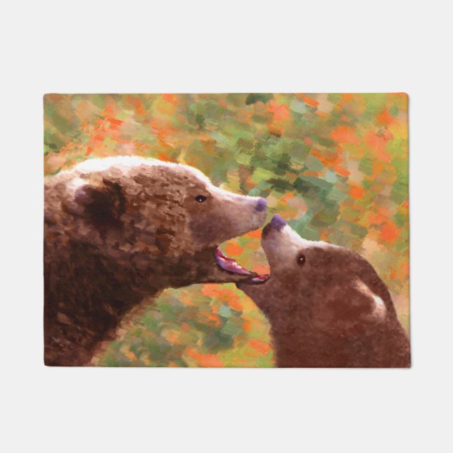 Felpudo Grizzly Bear Mom and Cub Painting - Wildlife Art (Anverso)