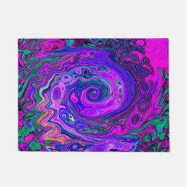 Felpudo Groovy Abstracto Retro Remolino Magenta y Púrpura