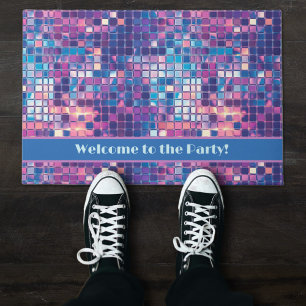 Felpudo Groovy Blue & Purple Disco Ball Personalizado