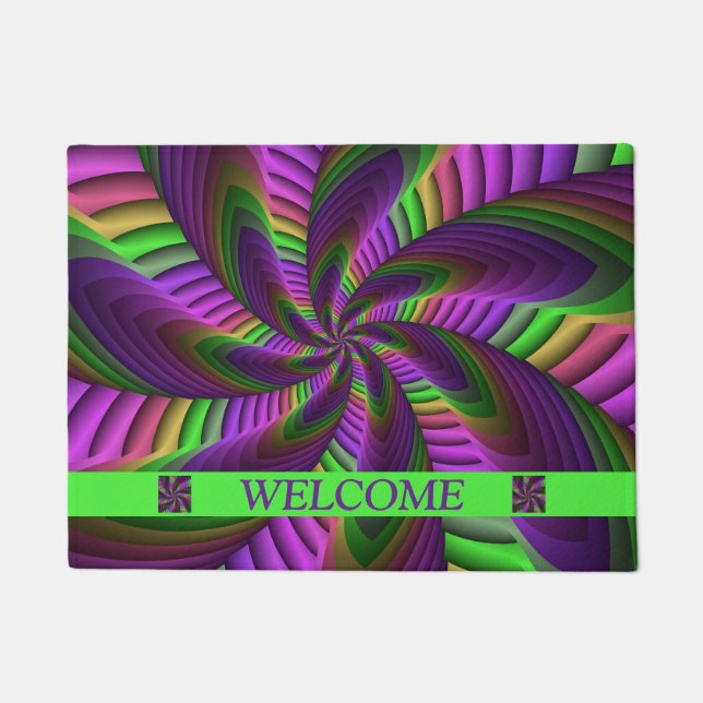 Felpudo Groovy Energetic Colorful Neon Fractal (Anverso)