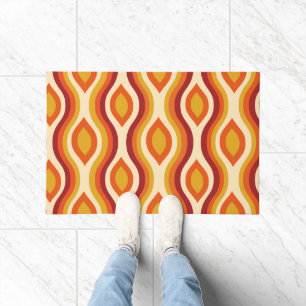 Felpudo Groovy Groovy Ogee retro en naranja y amarillo