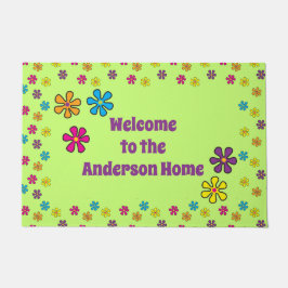 Felpudo Groovy Hippie Flower Custom Name