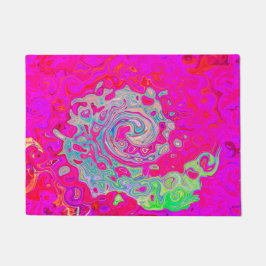 Felpudo Groovy Resumen Verde azulado Azul y Rojo Swirl