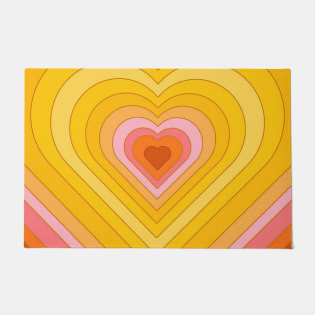 Felpudo Groovy Retro Layered Heart (Anverso)