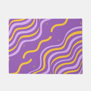 Felpudo Groovy Wavy Stripe Purple Yellow Minimalista Sprin