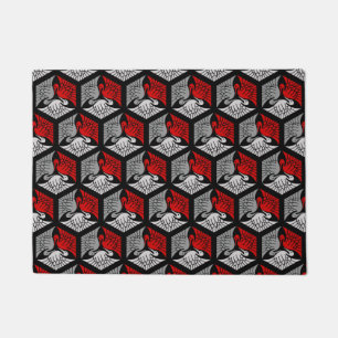 Felpudo Grúas japonesas, rojo, gris/gris y negro