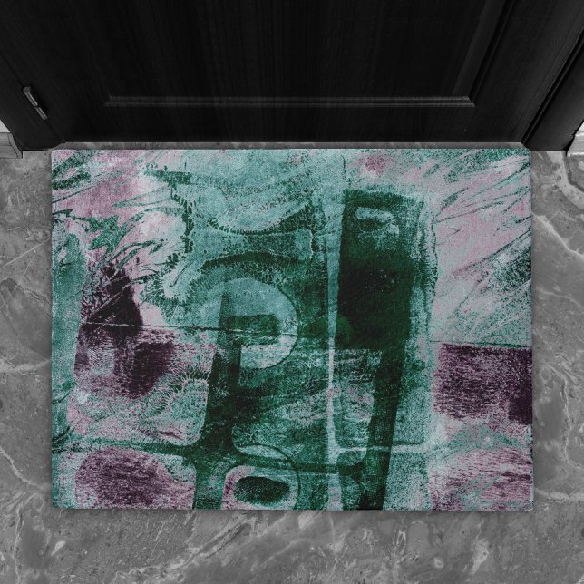 Felpudo Grunge de graffiti pintado | Moody Plum Purple Gre (Subido por el creador)
