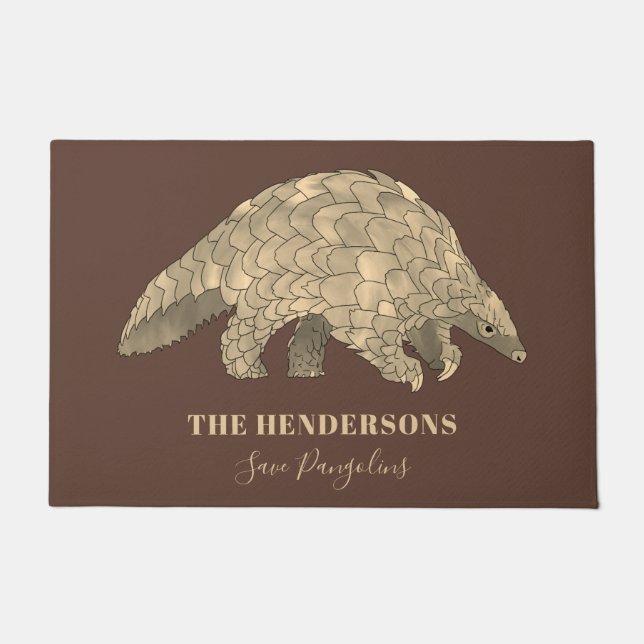 Felpudo Guardar Pangolins Marrón Personalizado (Anverso)