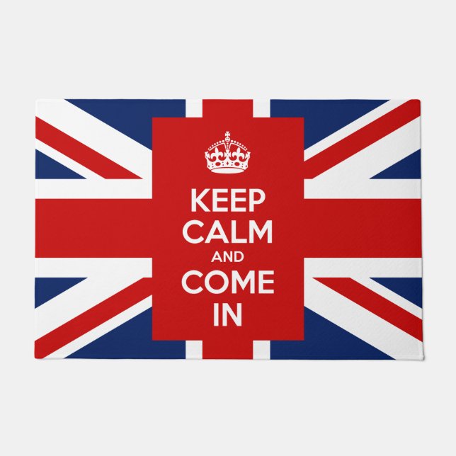 Felpudo Guarde la calma y venga adentro con la bandera (Anverso)