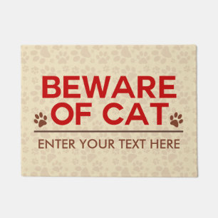 Felpudo Guárdese del texto del personalizado del gato