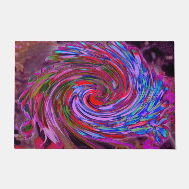 Felpudo Guay Red, Blue and Pink Abstract Floral Swirl (Anverso)