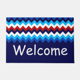 Felpudo Guay Red Blue Chevron Monograma Gran Doormat