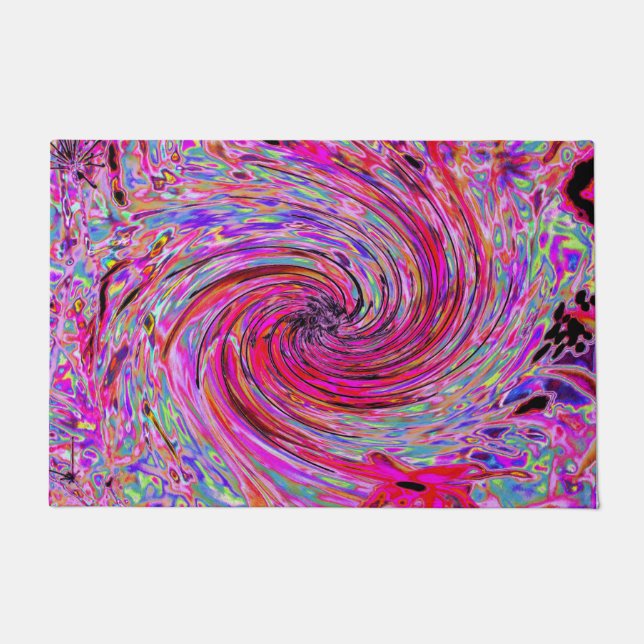 Felpudo Guay Resumen Retro Pink Hot Pink y Red Floral Swir (Anverso)