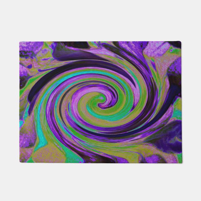 Felpudo Guay Retro Purple and Chartreuse Liquid Art Swirl (Anverso)