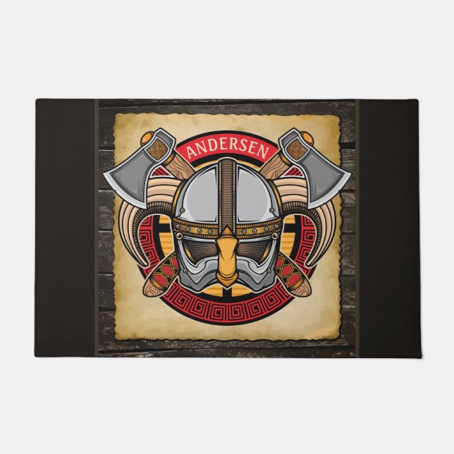 Felpudo Guerrero de Viking Nórdico AÑADIR NOMBRE NOMBRE Nó (Anverso)