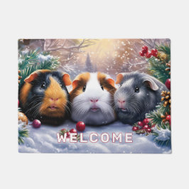 Felpudo Guinea Cerdos Winter Wonderland