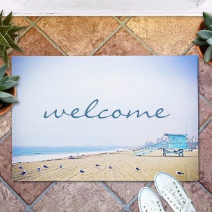 Felpudo Guión de bienvenida Ocean Beach Sand Seagull