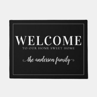 Felpudo Guión de caligrafía de nombre de familia de bienve