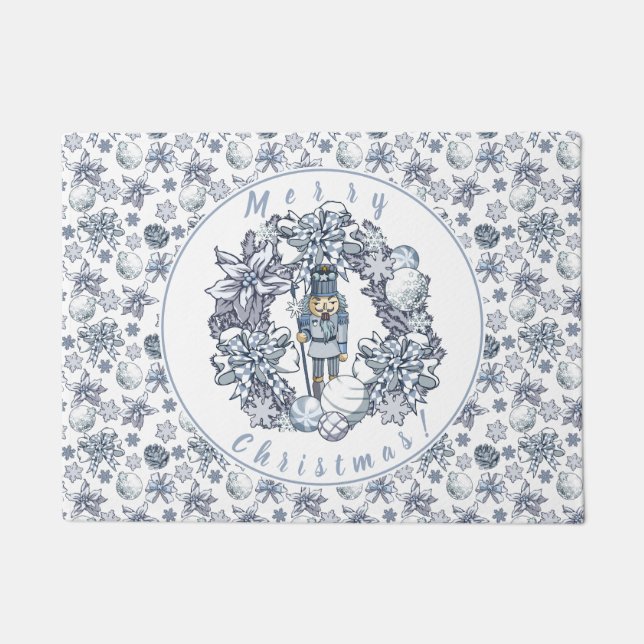 Felpudo Guirnalda del cascanueces del navidad blanco (Anverso)