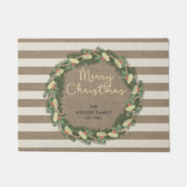 Felpudo Guirnalda personalizada de la raya de la arpillera