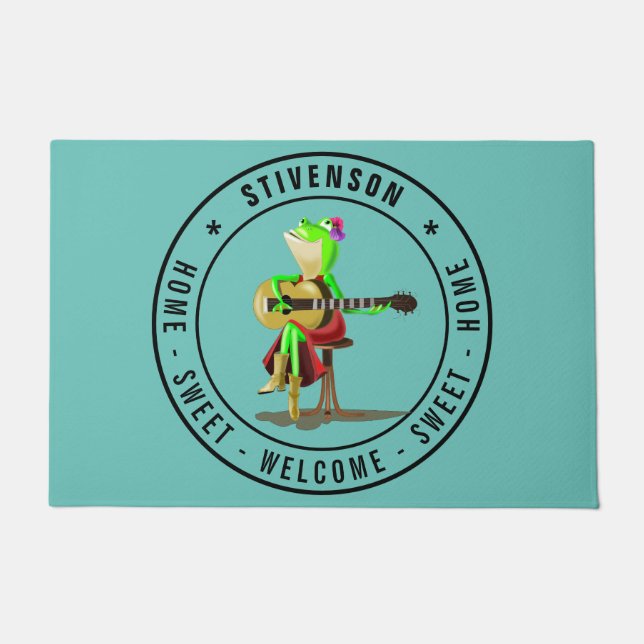 Felpudo Guitar Frog Welcome Doormat Sweet Home (Anverso)