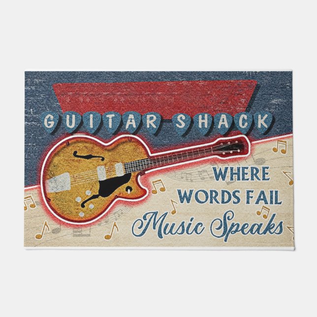 Felpudo Guitar Shack Mat, Gift For Musician  (Anverso)