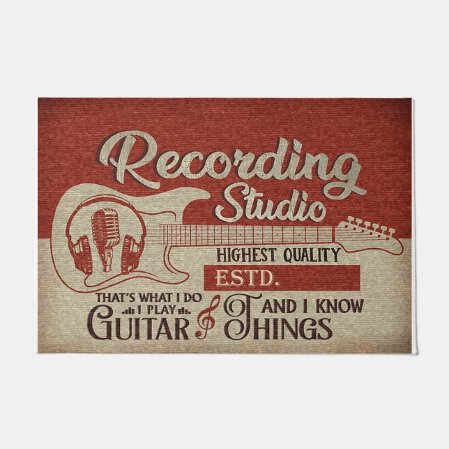 Felpudo Guitarist Studio Door Mat, Gift For Guitarist (Anverso)