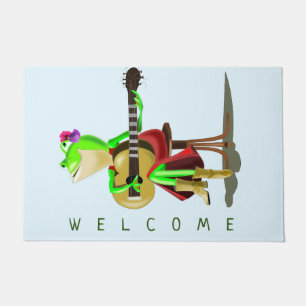 Felpudo Guitarra de rana - Bienvenida