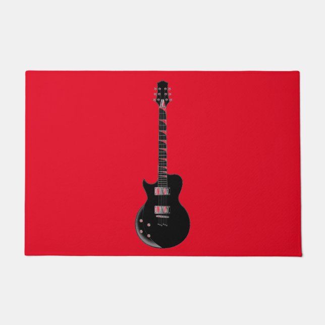 Felpudo Guitarra eléctrica de pop negro rojo (Anverso)