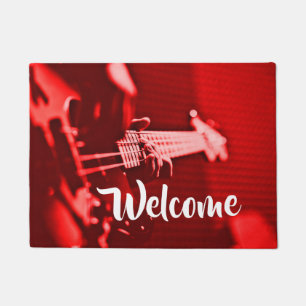 Felpudo Guitarrista bajo eléctrico rojo
