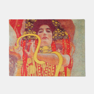 Felpudo Gustav Klimt Red Woman Gold Snake Pintura