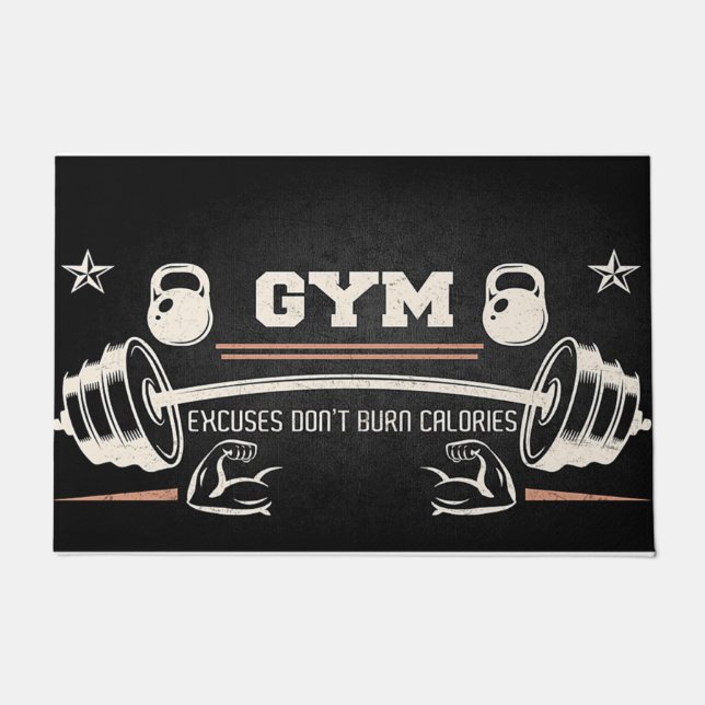 Felpudo Gym Black doormat, Funny Fitness doormat (Anverso)