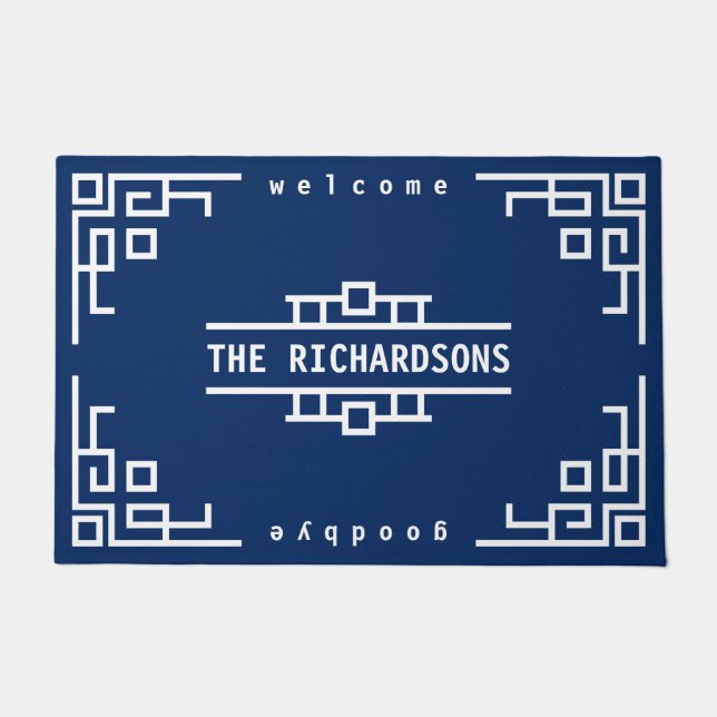 Felpudo Haga su propio art déco la frontera geométrica (Anverso)