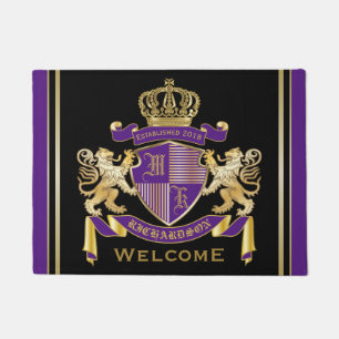 Felpudo Haga su propio emblema del león del monograma del