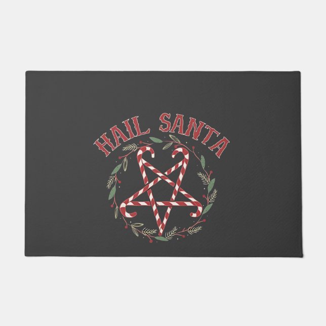 Felpudo Hail Satan Navidades Krampus Xmas Devil Candy (Anverso)