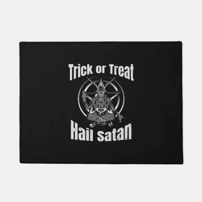 Felpudo Hail Satan Pentagram Goat Halloween (Anverso)