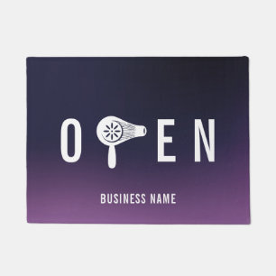 Felpudo Hair Salon Blow Dry Bar Deep Purple Open Bienvenid