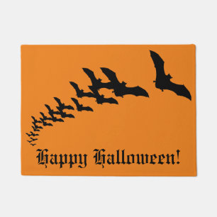 Felpudo Halloween antiguo con un enjambre de murciélagos v