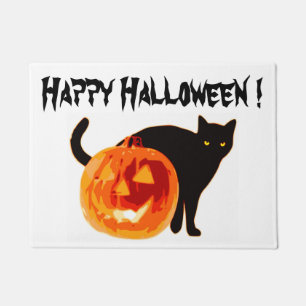 FELPUDO HALLOWEEN BLACK CAT Y PUMPKIN