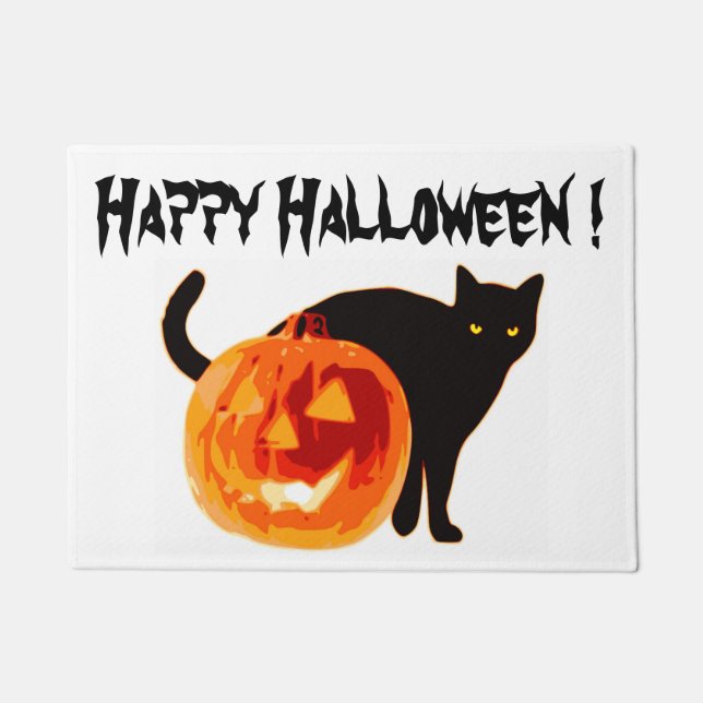 FELPUDO HALLOWEEN BLACK CAT Y PUMPKIN (Anverso)