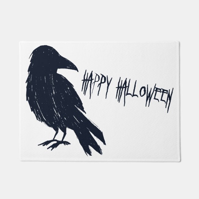 Felpudo Halloween Black Crow Silhouette Doormat (Anverso)