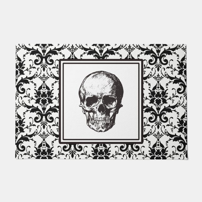 Felpudo HALLOWEEN Black Gothask Pattern Skull (Anverso)