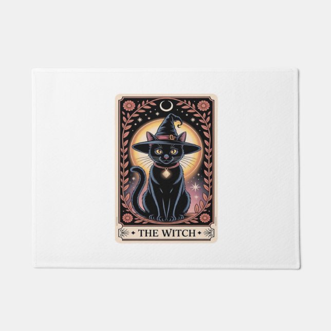 Felpudo Halloween Bruja Gato Estético Amantes del Tarot Gó (Anverso)