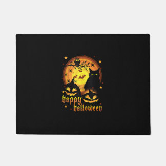 Felpudo Halloween con calabazas lunares batiendo arañas y