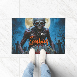 Felpudo Halloween Creepy Zombie Graveyard Full Moon