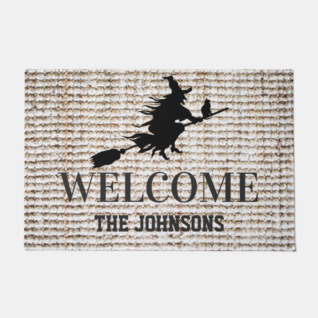 Felpudo Halloween de bruja negra fantasmal (Anverso)